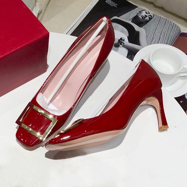 2020 fashion womens shoes high heels 7cm with sequined hi-q soft patent leather square buckle leather soles office bridal wedding shoes, Black
2020 fashion womens shoes high heels 7cm with sequined hi-q soft patent leather square buckle leather soles office bridal wedding shoes, Black
