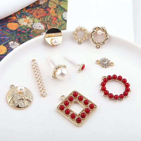 2pcs jewellery alloy side red beads pearl statement earrings stud earrings for women material fashion diy accessories, Golden;silver
2pcs jewellery alloy side red beads pearl statement earrings stud earrings for women material fashion diy accessories, Golden;silver