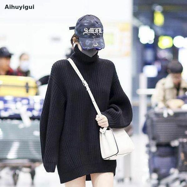 aihuyigui autumn winter new women black pullovers sweater turtleneck long full sleeves plus size casual loose sweater tb100, White;black
aihuyigui autumn winter new women black pullovers sweater turtleneck long full sleeves plus size casual loose sweater tb100, White;black