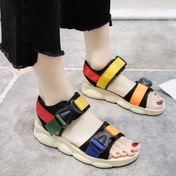 dropshipping woman open toe mixed color casual sandals 2020 new summer women's sandals ladies summer fashion mesh flats shoes, Black
dropshipping woman open toe mixed color casual sandals 2020 new summer women's sandals ladies summer fashion mesh flats shoes, Black
