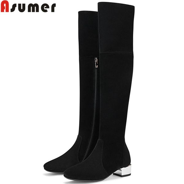 asumer 2019 new suede leather boots square toe zip med heels shoes over the knee boots black autumn winter women big size
asumer 2019 new suede leather boots square toe zip med heels shoes over the knee boots black autumn winter women big size