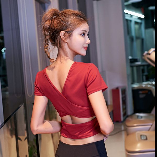 summer sport t-shirt women yoga shirts back hollow cross strap padded t-shirt gym fitness running workout tight blouse, White;red
summer sport t-shirt women yoga shirts back hollow cross strap padded t-shirt gym fitness running workout tight blouse, White;red