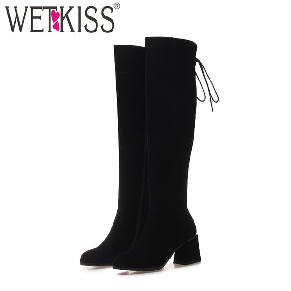 wetkiss thick high heels women fur boots round toe flock footwear over the knee female boot cross tied shoes women 2018 winter, Black
wetkiss thick high heels women fur boots round toe flock footwear over the knee female boot cross tied shoes women 2018 winter, Black