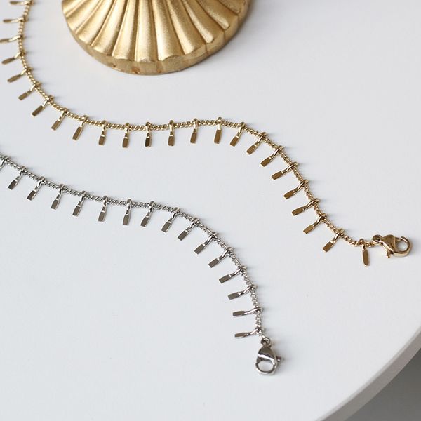 peri'sbox gold silver color fishbone tassels bracelets thin chain rectangle slice bracelets for women titanium steel, Black
peri'sbox gold silver color fishbone tassels bracelets thin chain rectangle slice bracelets for women titanium steel, Black