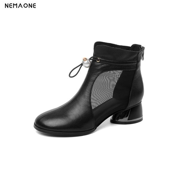 2020 new women fashion ankle women boots genuine leather round toe shoes ladies square heel casual party shoes, Black
2020 new women fashion ankle women boots genuine leather round toe shoes ladies square heel casual party shoes, Black