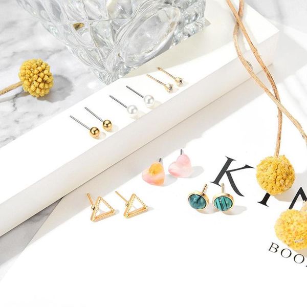 new 6 pairs/set fashion simple exquisite geometric ear studs sweet heart-shape triangle minimalism leaf earrings, Golden;silver
new 6 pairs/set fashion simple exquisite geometric ear studs sweet heart-shape triangle minimalism leaf earrings, Golden;silver