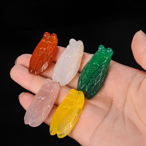 natural multicolor jade cicada pendant agate necklace fashion accessories charm jewellery carved amulet gifts for women men, Silver 
natural multicolor jade cicada pendant agate necklace fashion accessories charm jewellery carved amulet gifts for women men, Silver