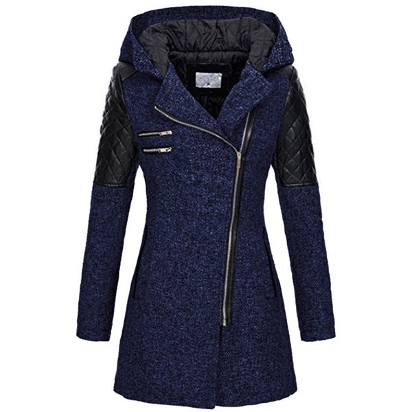 womens windbreaker hooded slim fit parka coat long sleeve winter warm outwear, Black