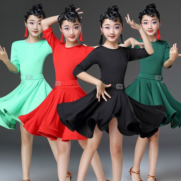 children's latin dance costume girls practice clothes competition dance skirt professional performance girl children spring new, Black;red
children's latin dance costume girls practice clothes competition dance skirt professional performance girl children spring new, Black;red