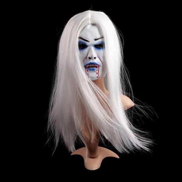 surwish halloween masquerade party props horrific white hair bloody female ghost latex full head halloween mask
surwish halloween masquerade party props horrific white hair bloody female ghost latex full head halloween mask