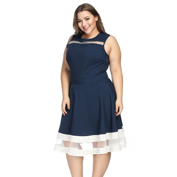 contrast color plus size sleeveless dress casual perspective large swing dress, Black;gray
contrast color plus size sleeveless dress casual perspective large swing dress, Black;gray