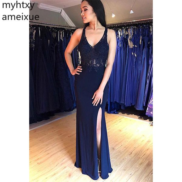 simple blue plus size evening dresse 2019 mermaid prom dresss floor length backless side split evening gowns custom made, White;black
simple blue plus size evening dresse 2019 mermaid prom dresss floor length backless side split evening gowns custom made, White;black
