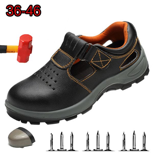 

deodorant steel baotou labor insurance shoes men's anti-smashing anti puncture safety shoes summer breathable wear men's boots, Black