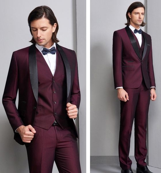 2020 custom made dull red handsome wedding suits slim fit groom tuxedos formal wears shawl lapel groomsman suits (jacket+pants+vest, Black;gray
2020 custom made dull red handsome wedding suits slim fit groom tuxedos formal wears shawl lapel groomsman suits (jacket+pants+vest, Black;gray