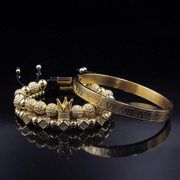 3pcs/set men braceletsluxury crown charm micro pave cz round braided macrame bracelet pulseira feminina handmade jewelry women, Golden;silver
3pcs/set men braceletsluxury crown charm micro pave cz round braided macrame bracelet pulseira feminina handmade jewelry women, Golden;silver