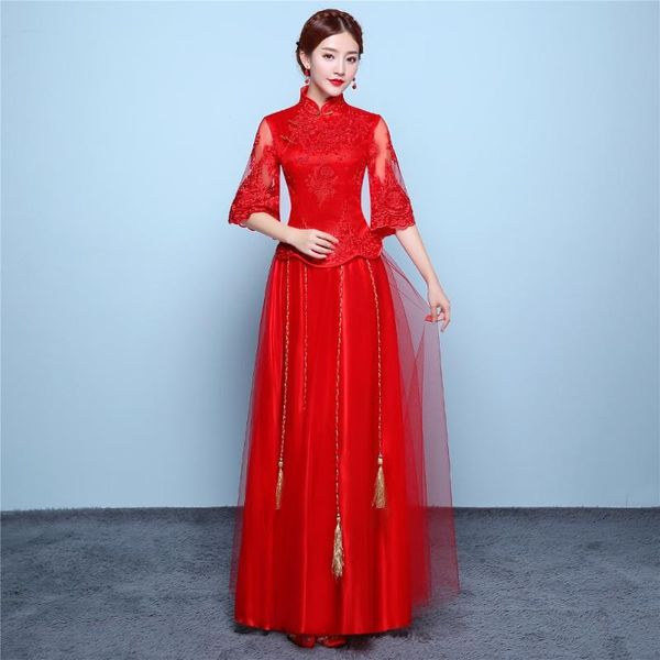 shanghai story chinese wedding dress red qipao half sleeve lace cheongsam traditional clothing + skirt suit set
shanghai story chinese wedding dress red qipao half sleeve lace cheongsam traditional clothing + skirt suit set