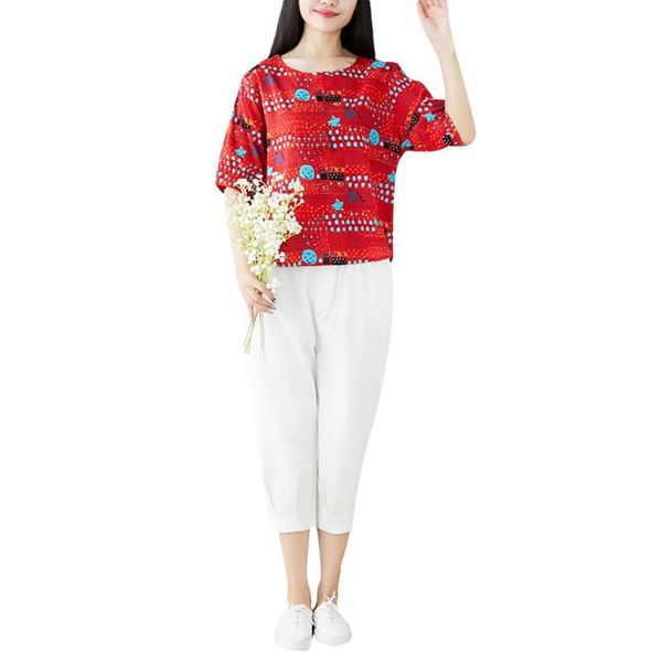 women's summer cotton and linen casual cropped harem pants two-piece girls wild summer short sleeve suit 0214, White
women's summer cotton and linen casual cropped harem pants two-piece girls wild summer short sleeve suit 0214, White