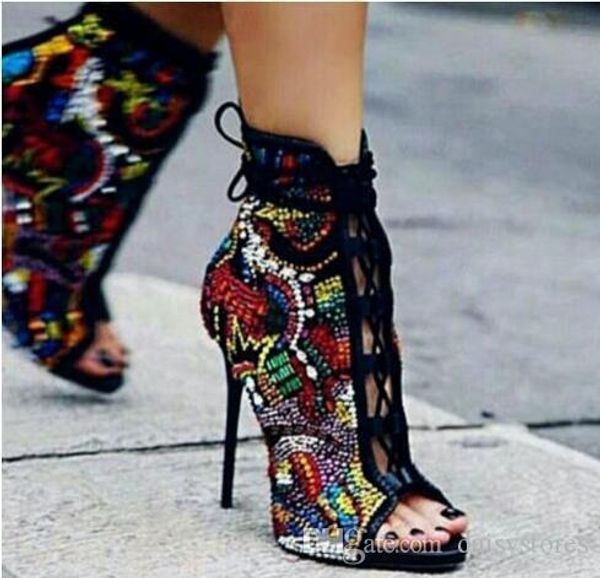 luxury design comic rhinestone studded bridal shoes woman peep toe suede booties lace up stiletto high heels crystal ankle boots, Black
luxury design comic rhinestone studded bridal shoes woman peep toe suede booties lace up stiletto high heels crystal ankle boots, Black