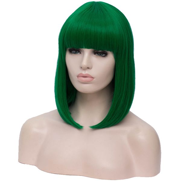 14 inch synthetic straight hair short bob wigs bangs blue golden red black white purple green brown cosplay wig female
14 inch synthetic straight hair short bob wigs bangs blue golden red black white purple green brown cosplay wig female
