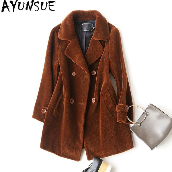 ayunsue 2019 real women's fur coat female natural sheep shearing fur coats winter warm jackets for women wool overcoat 17028, Black
ayunsue 2019 real women's fur coat female natural sheep shearing fur coats winter warm jackets for women wool overcoat 17028, Black
