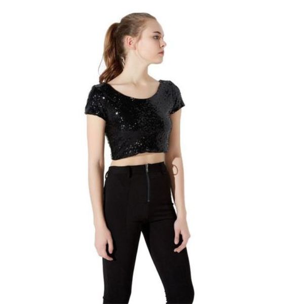 новые женские блестки тонкий короткие top crop top с коротким рукавом повседневная футболка clubwear, White
новые женские блестки тонкий короткие top crop top с коротким рукавом повседневная футболка clubwear, White