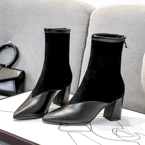 autumn winter women ankle boots pointed toe flock short boots back zipper chunky high heels booties fashion ladies pumps, Black
autumn winter women ankle boots pointed toe flock short boots back zipper chunky high heels booties fashion ladies pumps, Black