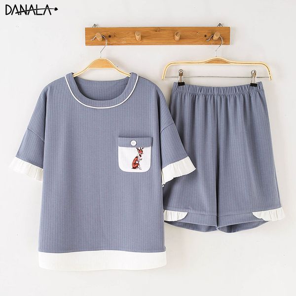 danala cotton casual women pajamas sets summer solid simple vogue short sleeve sleepwear sets women home suits nightwear, Black;red
danala cotton casual women pajamas sets summer solid simple vogue short sleeve sleepwear sets women home suits nightwear, Black;red