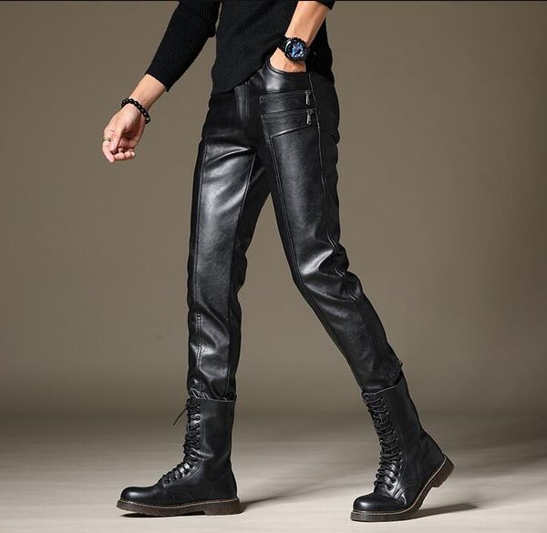 plus velvet thick leather pants mens feet pants fashion motorcycle pu trousers for men pantalon homme black autumn spring
plus velvet thick leather pants mens feet pants fashion motorcycle pu trousers for men pantalon homme black autumn spring