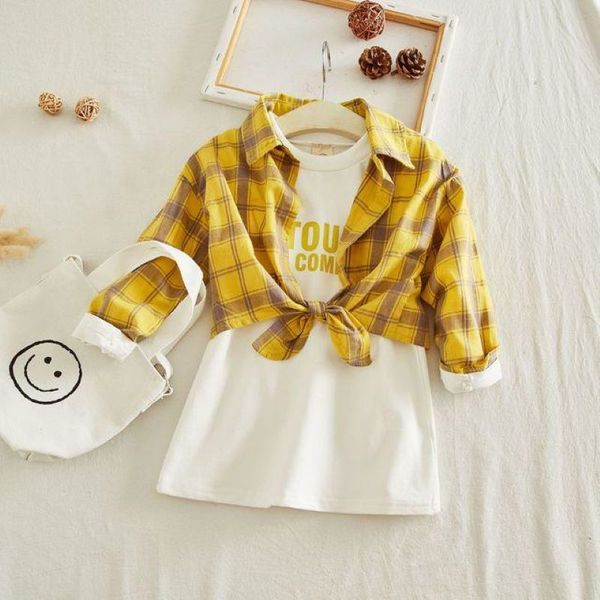 2019 autumn kids clothes children's fashion plaid letter dress suitable for travel and party, White
2019 autumn kids clothes children's fashion plaid letter dress suitable for travel and party, White
