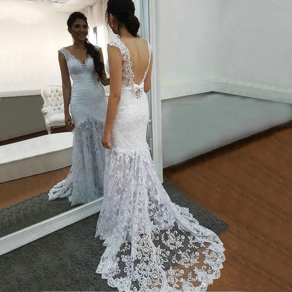 elegant boho mermaid wedding dresses lace applique v neck backless long bridal dresses women vintage slim fit custom wedding gowns, White
elegant boho mermaid wedding dresses lace applique v neck backless long bridal dresses women vintage slim fit custom wedding gowns, White