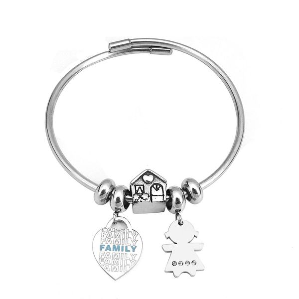 cuff ajustable bracelets for women jewelry stainless steel house girl heart love family pendants siver bangle gift for girl, Black
cuff ajustable bracelets for women jewelry stainless steel house girl heart love family pendants siver bangle gift for girl, Black