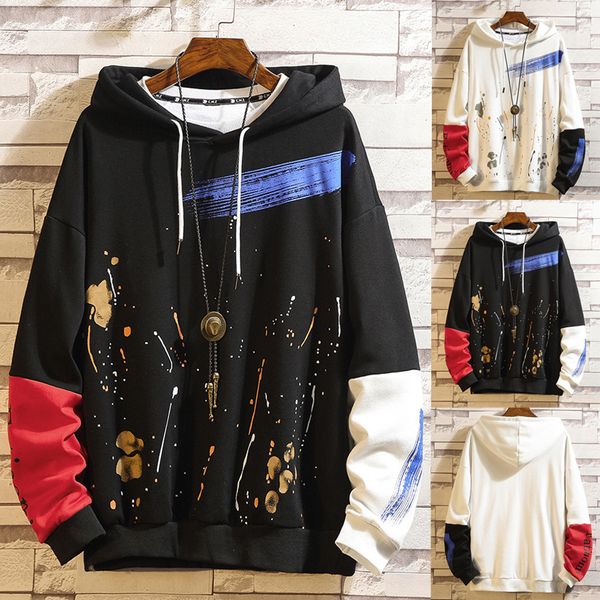 patchwork hoodie men's casual fashion printing sweatershirt long sleeves pullover splicing outwear with cap l0822, Black
patchwork hoodie men's casual fashion printing sweatershirt long sleeves pullover splicing outwear with cap l0822, Black