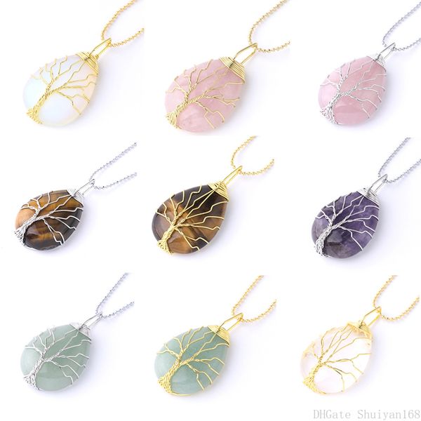 tree of life wire wrap pendant necklaces water drop natural stone bohemian healing chakra tiger eye charm statement jewelry christmas gift, Silver
tree of life wire wrap pendant necklaces water drop natural stone bohemian healing chakra tiger eye charm statement jewelry christmas gift, Silver
