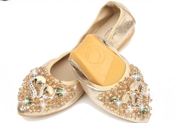women's shoes in spring and autumn flat bottom pointed end water drill sequined cloth@2085, Black