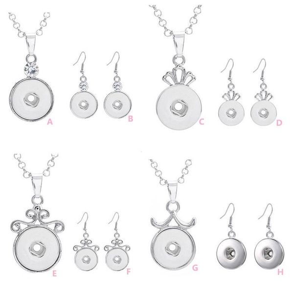 8 styles crown crystal snap button necklace earrings stainless steel chain diy 18mm snap buttons chunks charm women men jewelry, Silver
8 styles crown crystal snap button necklace earrings stainless steel chain diy 18mm snap buttons chunks charm women men jewelry, Silver