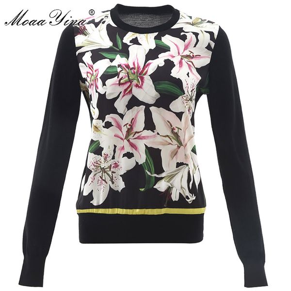 moaayina fashion knitting pullovers sweater spring women long sleeve lily floral-print casual knitting sweater, White;black
moaayina fashion knitting pullovers sweater spring women long sleeve lily floral-print casual knitting sweater, White;black