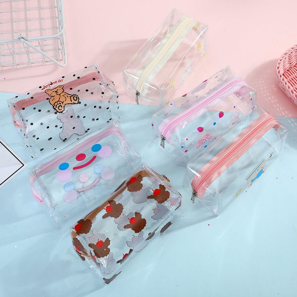 8 colors cute pencil bag student girl purses cartoon transparent cosmetic waterproof wash makeup storage bear printed ins, White
8 colors cute pencil bag student girl purses cartoon transparent cosmetic waterproof wash makeup storage bear printed ins, White