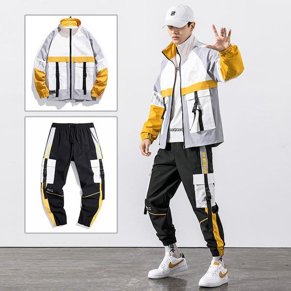 streetwear tracksuit men 2020 spring sportswear ribbons men's sets casual male track suit two piece set jacket + jogger pan, Gray
streetwear tracksuit men 2020 spring sportswear ribbons men's sets casual male track suit two piece set jacket + jogger pan, Gray