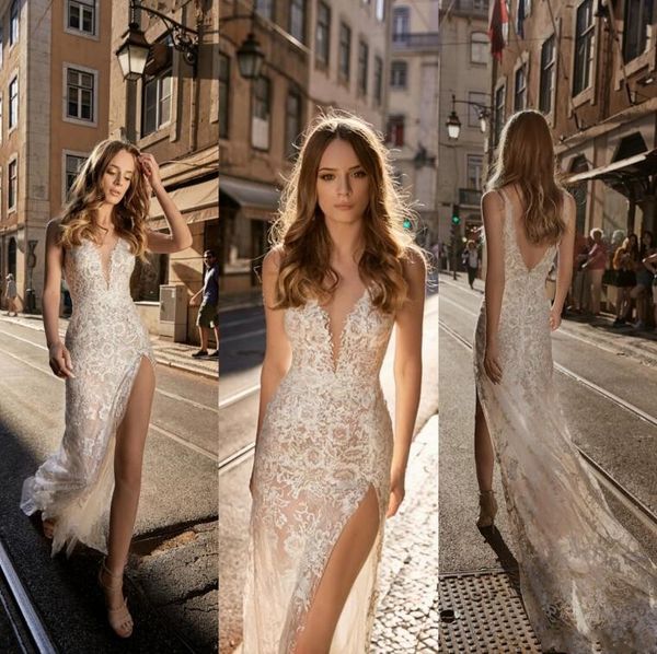 berta 2019 deep v neck mermaid wedding dresses full lace appliques thigh-high slits long bridal gowns backless tulle wedding gowns, White
berta 2019 deep v neck mermaid wedding dresses full lace appliques thigh-high slits long bridal gowns backless tulle wedding gowns, White