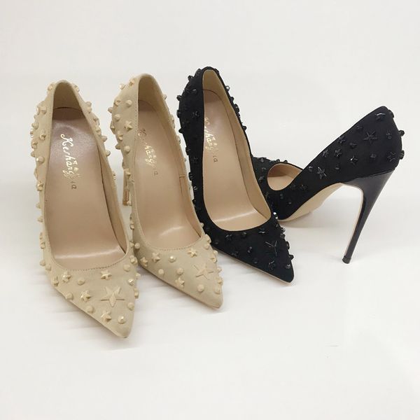 european and american new black riveted high-heeled shoes women's thin heel light mouth versatile pointed single shoes star same
european and american new black riveted high-heeled shoes women's thin heel light mouth versatile pointed single shoes star same