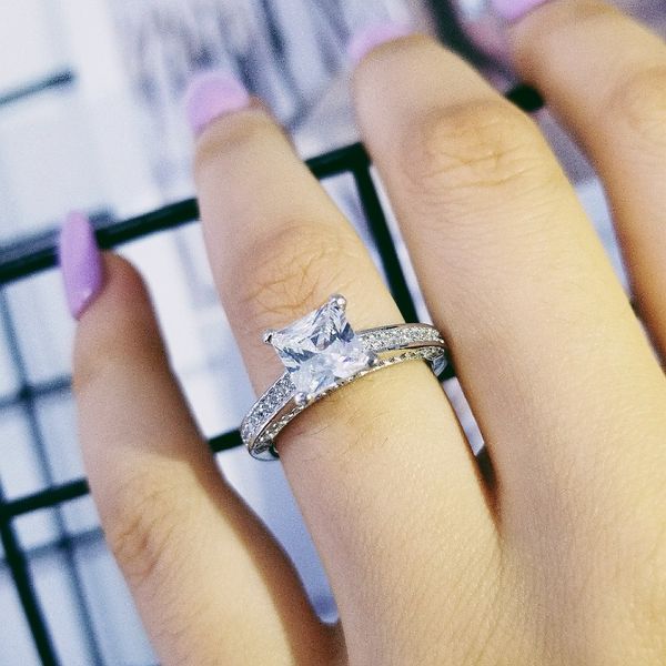 real 925 sterling silver wedding engagement ring princess cut fashion selling jewelry wholesale moonso party gift r645, Slivery;golden
real 925 sterling silver wedding engagement ring princess cut fashion selling jewelry wholesale moonso party gift r645, Slivery;golden