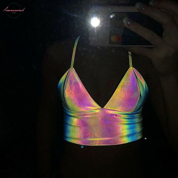 women v neck holographic bralette crop strap reflective fashion camis summer 2020 sleeveless backless tank, White
women v neck holographic bralette crop strap reflective fashion camis summer 2020 sleeveless backless tank, White