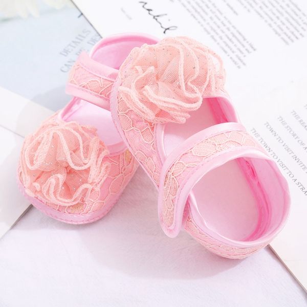 Princess Party Lace Floral Soft Sole Crib Shoes Newborn Baby Girl Shoes Anti-slip Sneaker Prewalker Toddler Kid First Walker