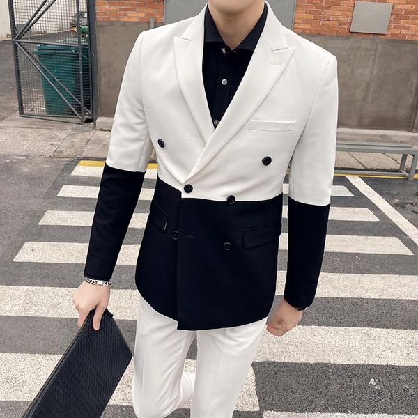 mens 2020 luxury designer clothes men's suit suit hit color british style banquet urban trend fashion lapel wedding blazer, White;black
mens 2020 luxury designer clothes men's suit suit hit color british style banquet urban trend fashion lapel wedding blazer, White;black