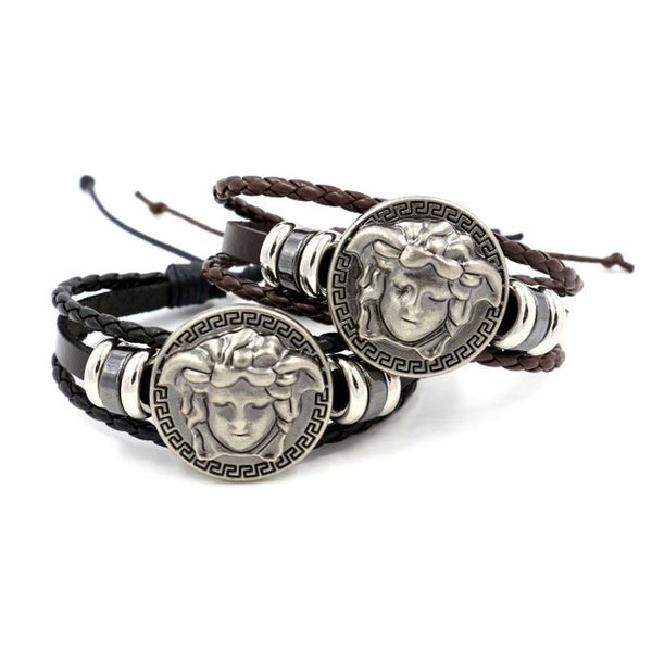 2 color europe punk handmade medusa charm bracelet bangles for men jewelry hiphop multilayer braid wrap leather bangle, Golden;silver
2 color europe punk handmade medusa charm bracelet bangles for men jewelry hiphop multilayer braid wrap leather bangle, Golden;silver