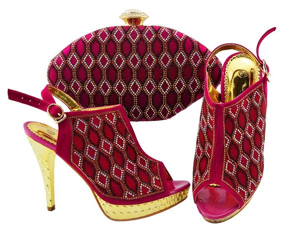 beautiful fuchsia women pumps with rhinestone lattice style african shoes match handbag set for dress jzc003,heel 12cm, Black
