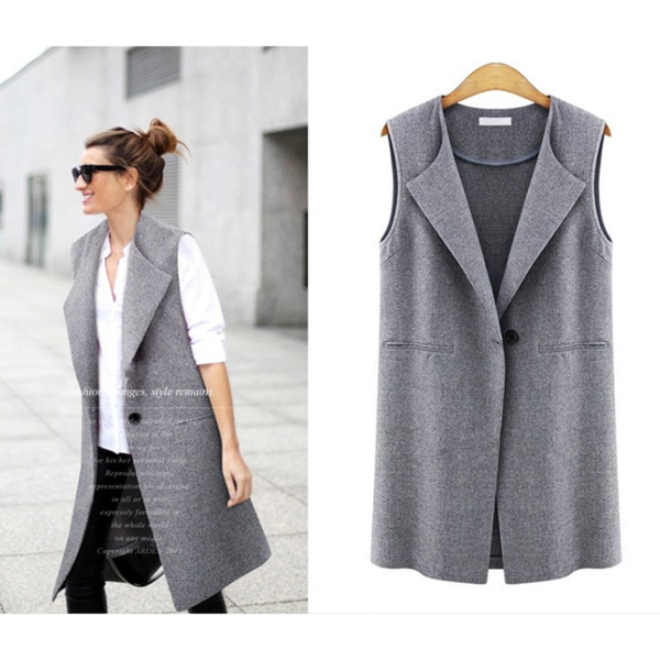 women's vests sleeveless suit vest spring autumn plus size 5xl the knee-length loose one button outer wear fashion wild coat slim d100, Black;white
women's vests sleeveless suit vest spring autumn plus size 5xl the knee-length loose one button outer wear fashion wild coat slim d100, Black;white