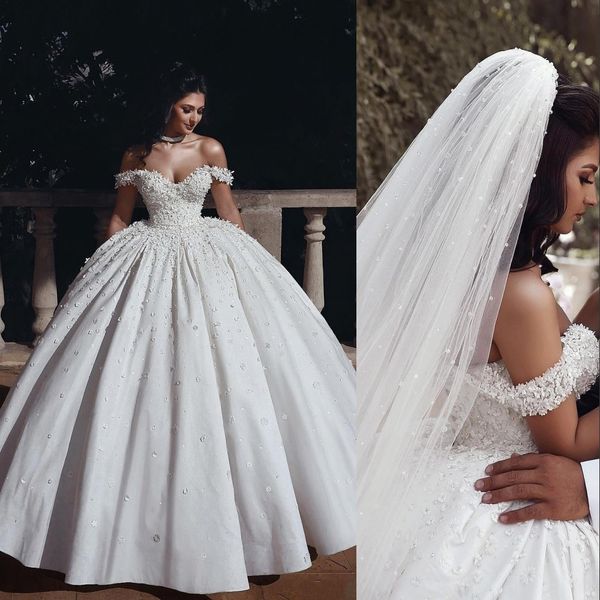 new gorgeous arabic dubai ball gown wedding dresses off shoulder lace appliques hand made flowers crystal beads puffy formal bridal gowns, White
new gorgeous arabic dubai ball gown wedding dresses off shoulder lace appliques hand made flowers crystal beads puffy formal bridal gowns, White