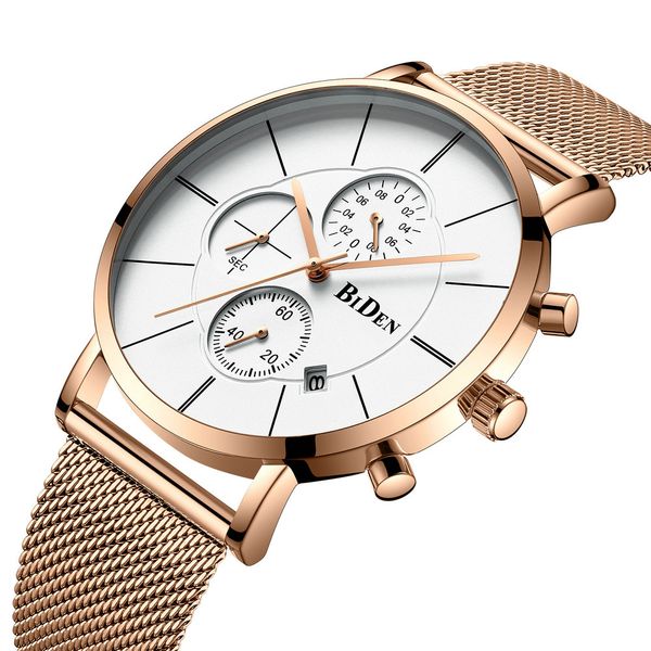 biden fashion watch men rose gold quartz clock chronograph watches mesh strap stainless steel business wristwatch, Slivery;brown
biden fashion watch men rose gold quartz clock chronograph watches mesh strap stainless steel business wristwatch, Slivery;brown