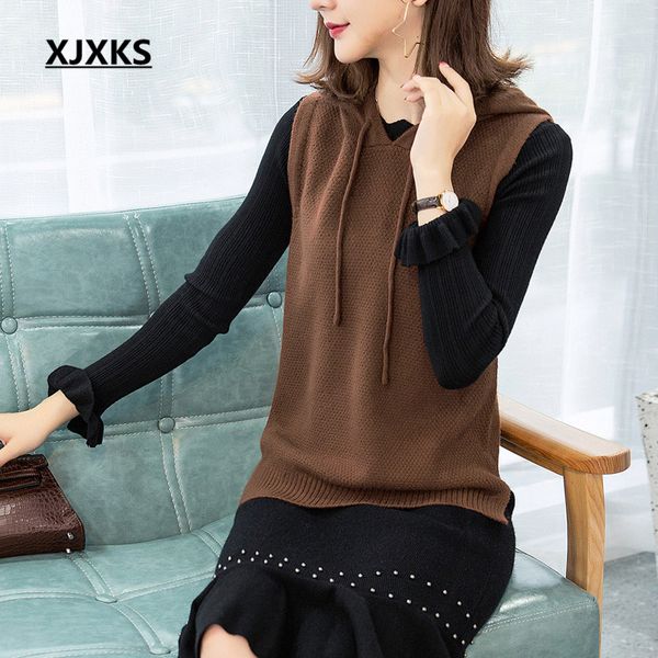 xjxks cashmere knitted sleeveless women vest 2019 winter new casual fashion hooded women outer wear vest, Black;white
xjxks cashmere knitted sleeveless women vest 2019 winter new casual fashion hooded women outer wear vest, Black;white